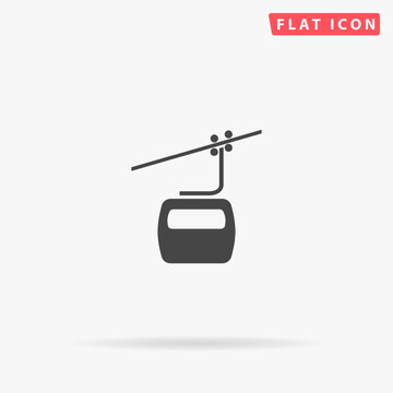 Aerial cableway flat vector icon. Hand drawn style design illustrations.