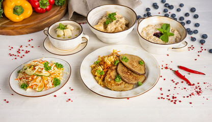 stew with rice, porridge, berries