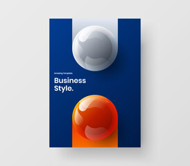 Amazing postcard design vector layout. Creative realistic balls presentation template.