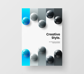 Premium realistic balls brochure concept. Vivid presentation A4 vector design layout.