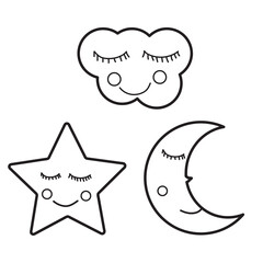 Fototapeta premium Moon, star and cloud icon vector illustration