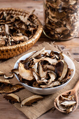 Collect and dry mushrooms in autumn, porcini mushrooms - a delicious ingredient for sauces and...
