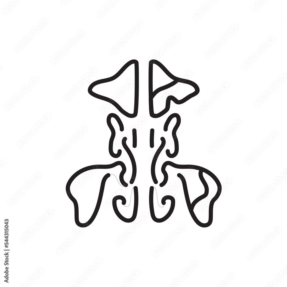 Poster sinusitis in the sinus color line icon. pictogram for web page