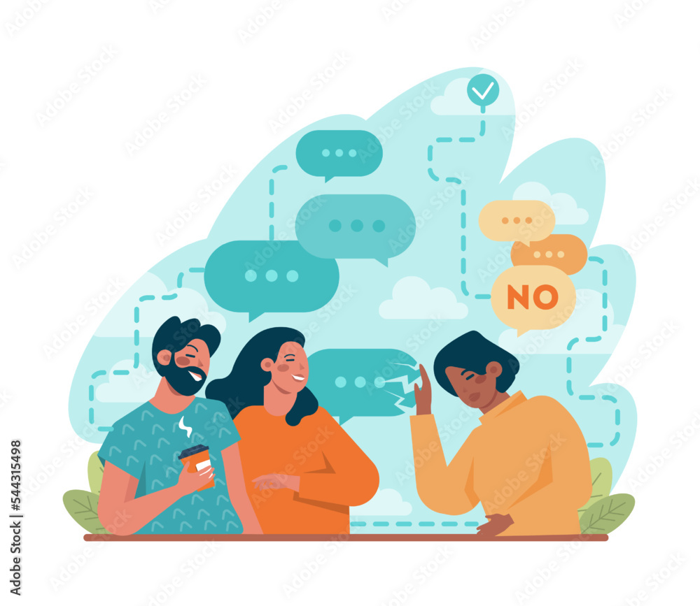 Poster discussion concept. characters with a dialog bubble, communicating