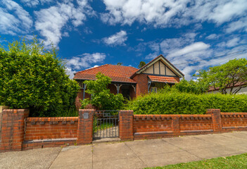 Fototapeta na wymiar Suburban federation residential house in Sydney NSW Australia