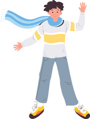 Man with scarf character flat illustration