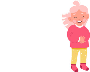 Happy girl character cartoon illustration