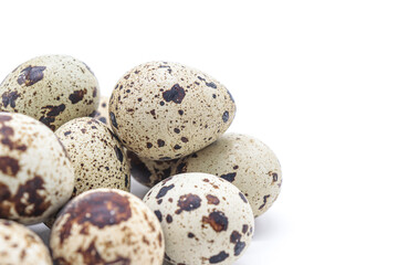 Fototapeta premium quail eggs on white background