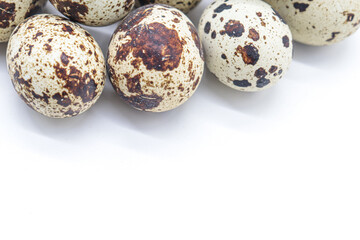 quail eggs on white background