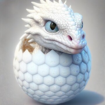 close up of a baby dragon hatches from an egg, fantasy, cartoon, sweet, generative ai