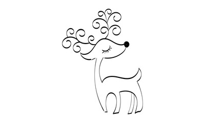 Vintage Holiday Icon. Hand Drawn outline Christmas Illustration. Vector element for Christmas Design