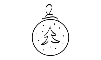 Vintage Holiday Icon. Hand Drawn outline Christmas Illustration. Vector element for Christmas Design