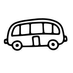 Doodle outline bw car. Sketch scribble style. Hand drawn vector illustration