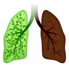 National Pollution Prevention Day with Green healthy and Unhealthy Lungs
