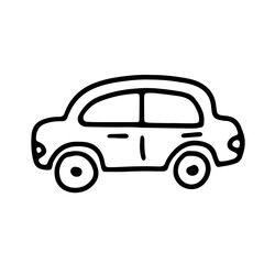 Doodle outline bw car. Sketch scribble style. Hand drawn vector illustration