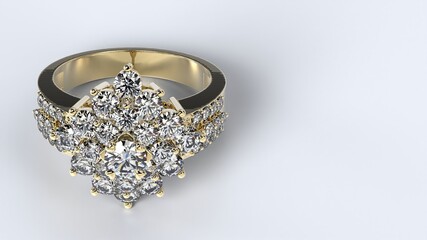 wedding, ring, gold, silver, diamond, engagement, fashion, marriage, stone, 3d render