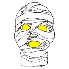 continuous line Scary mummy on Halloween
