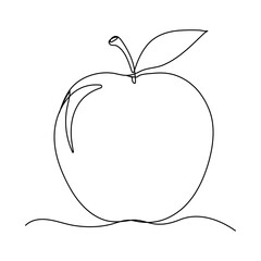 continuous line simple apple fruit