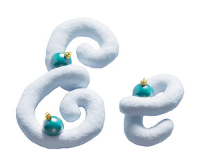 Handwritten Snow alphabet. Christmas toy. Letter E