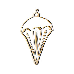 Christmas ball hand drawing. Vector minimalist linear illustration. New Year and Merry Christmas design element isolated on a white backgroud.
