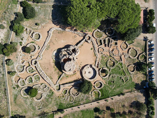 Drone view at the archaeological site of Palmavera on Sardinia, Italy