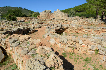 View at the archaeological site of Palmavera on Sardinia, Italy