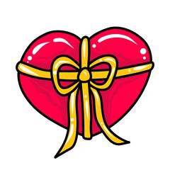 heart rewound with a bow and ribbon for valentine's day. heart valentine's day and mother's day. Vector illustration of handwritten heart shape. Hand drawn isolated illustration