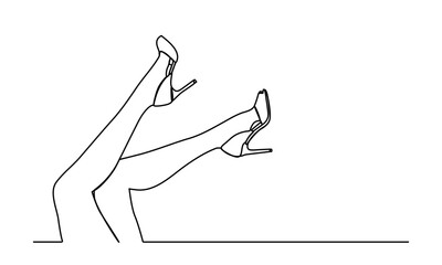 continuous line woman with high heels