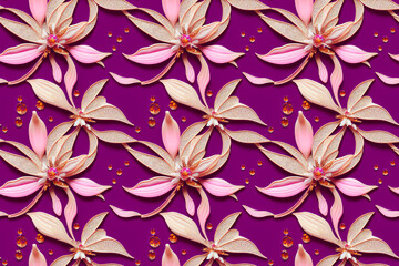 Beautiful floral wallpaper. Seamless repeat pattern for wallpaper, fabric and paper packaging, curtains, duvet covers, pillows, digital print design. 3d illustration	