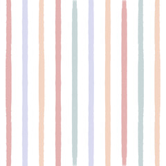 Pink stripes pattern, vector girly stripe seamless background, childish pastel brush strokes. cute baby paintbrush lines backdrop