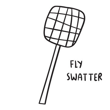 Fly swatter. Outline vector icon on white background.