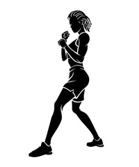 Fight Stance Female Silhouette Illustration