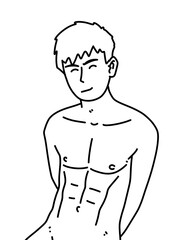 black and white of cute man cartoon for coloring