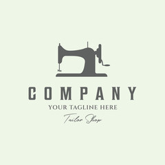 tailor shop vintage logo design minimalist illustration or sewing clothes
