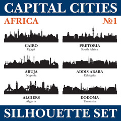 Capital cities silhouette set. Africa. Part 1