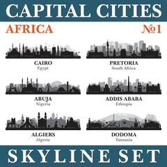 Naklejka premium Capital cities skyline set. Africa. Part 1
