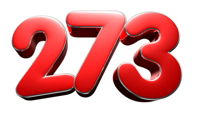 Number 273 red 3D illustration. Advertising signs. Product design. Product sales.