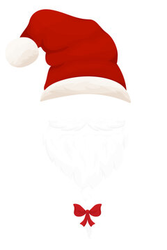 Mustache and beard silhouette with bow and christmas hat