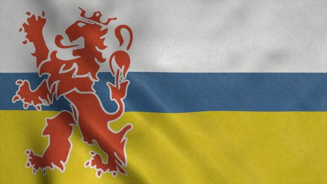Limburg flag, Netherlands, waving in the wind, realistic background