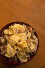 Maze gohan traditional japanese food fried rice with vegetables and egg