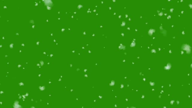 Isolated falling snow on a green screen background