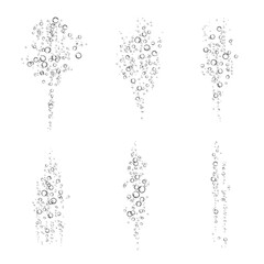 Oxygen air bubbles  flow  in water on white  background.