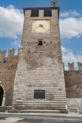 The clock tower of the Castle of Verona