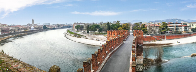 the panorama of Verona and the Castelvecchio Bridge