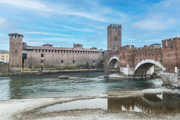 The beautiful Castelvecchio and the bridge over the Adige in Verona