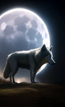 Wolf and the moon