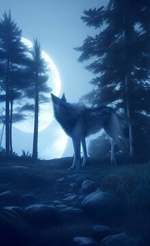 Wolf and the moon
