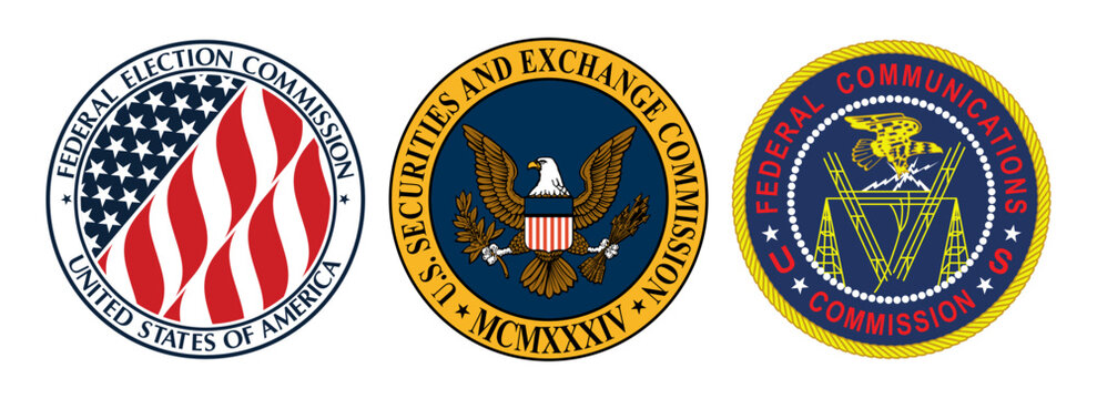 Vector seal of the United States Federal Election Comission. US Securities and Exchange Commission. US Federal Communications Commission logo