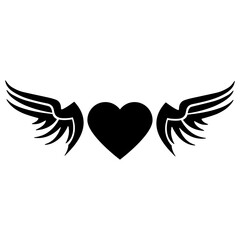 Fototapeta premium Angel Wings icon vector. Memorial illustration sign. Heart symbol or logo.
