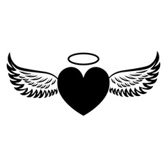 Obraz premium Angel Wings icon vector. Memorial illustration sign. Heart symbol or logo.